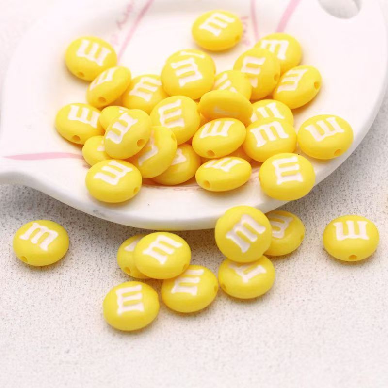 Rainbow M Bean Beads 14mm Oil-Dripping M Bean Beads Beaded String Beads DIY Box of 100 pcs Materials Accessories