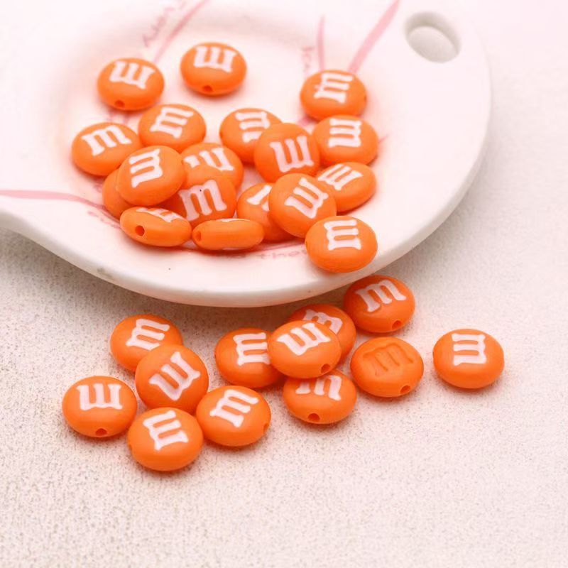 Rainbow M Bean Beads 14mm Oil-Dripping M Bean Beads Beaded String Beads DIY Box of 100 pcs Materials Accessories