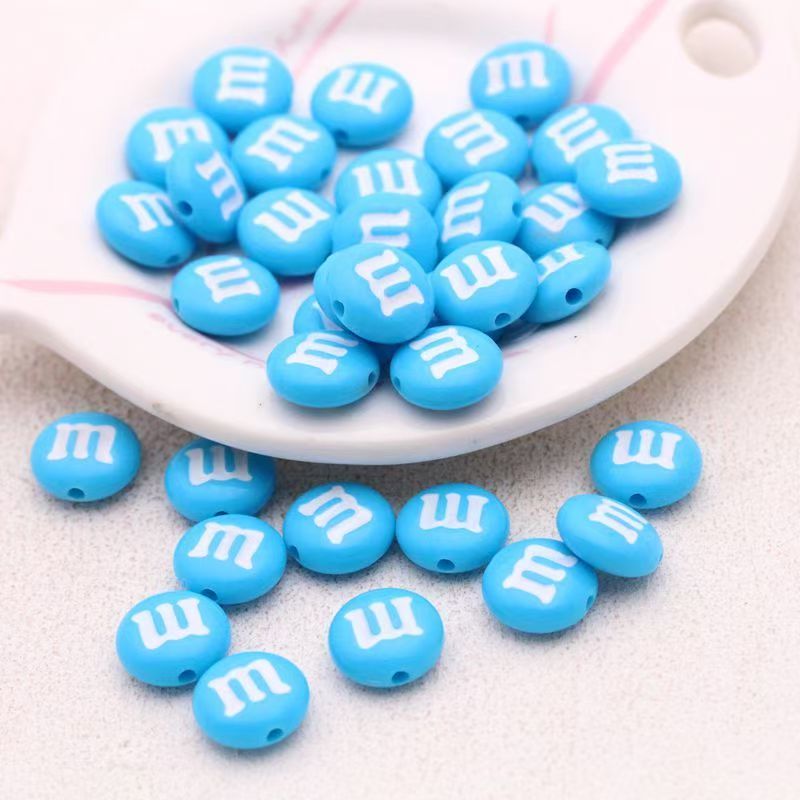 Rainbow M Bean Beads 14mm Oil-Dripping M Bean Beads Beaded String Beads DIY Box of 100 pcs Materials Accessories