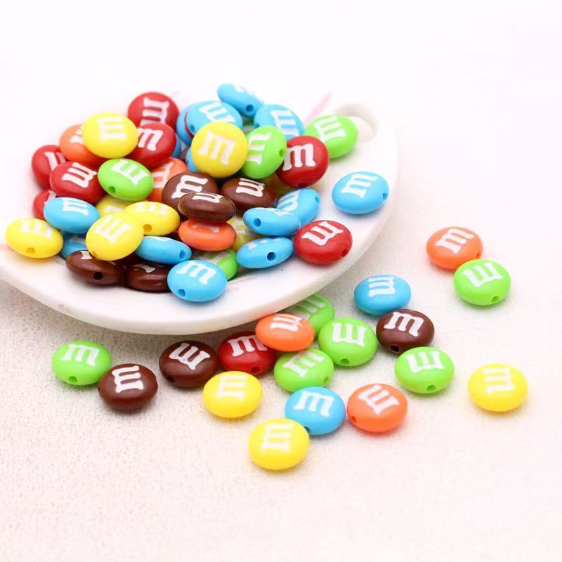 Rainbow M Bean Beads 14mm Oil-Dripping M Bean Beads Beaded String Beads DIY Box of 100 pcs Materials Accessories